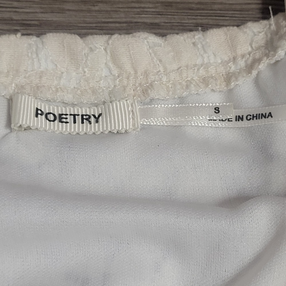 Poetry Cream White Floral Lace Mini Dress size Small Babydoll Cottagecore Fairy - Picture 5 of 8